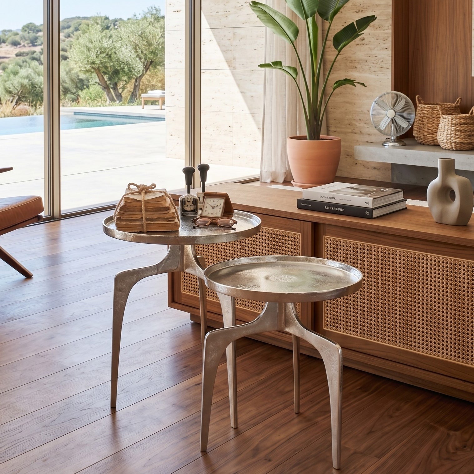 Tavolini da salotto artigianali in alluminio Old Metal set di 2 - OrchideaMilano1981