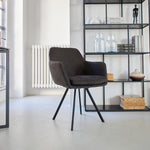 Sedia moderna girevole con braccioli in tessuto e ferro Boston dark brown - OrchideaMilano1981
