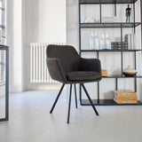 Sedia moderna girevole con braccioli in tessuto e ferro Boston dark brown - OrchideaMilano1981