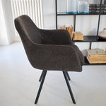 Sedia moderna girevole con braccioli in tessuto e ferro Boston dark brown - OrchideaMilano1981
