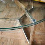 Tavolino rotondo da salotto in acciaio e vetro Lexington Avenue 85 cm - OrchideaMilano1981