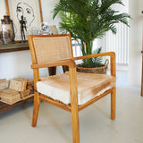 Poltrona in legno, pelle di capra e rattan Aspen - OrchideaMilano1981