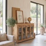 Credenza in legno massello e vetro East Colonial 160 cm