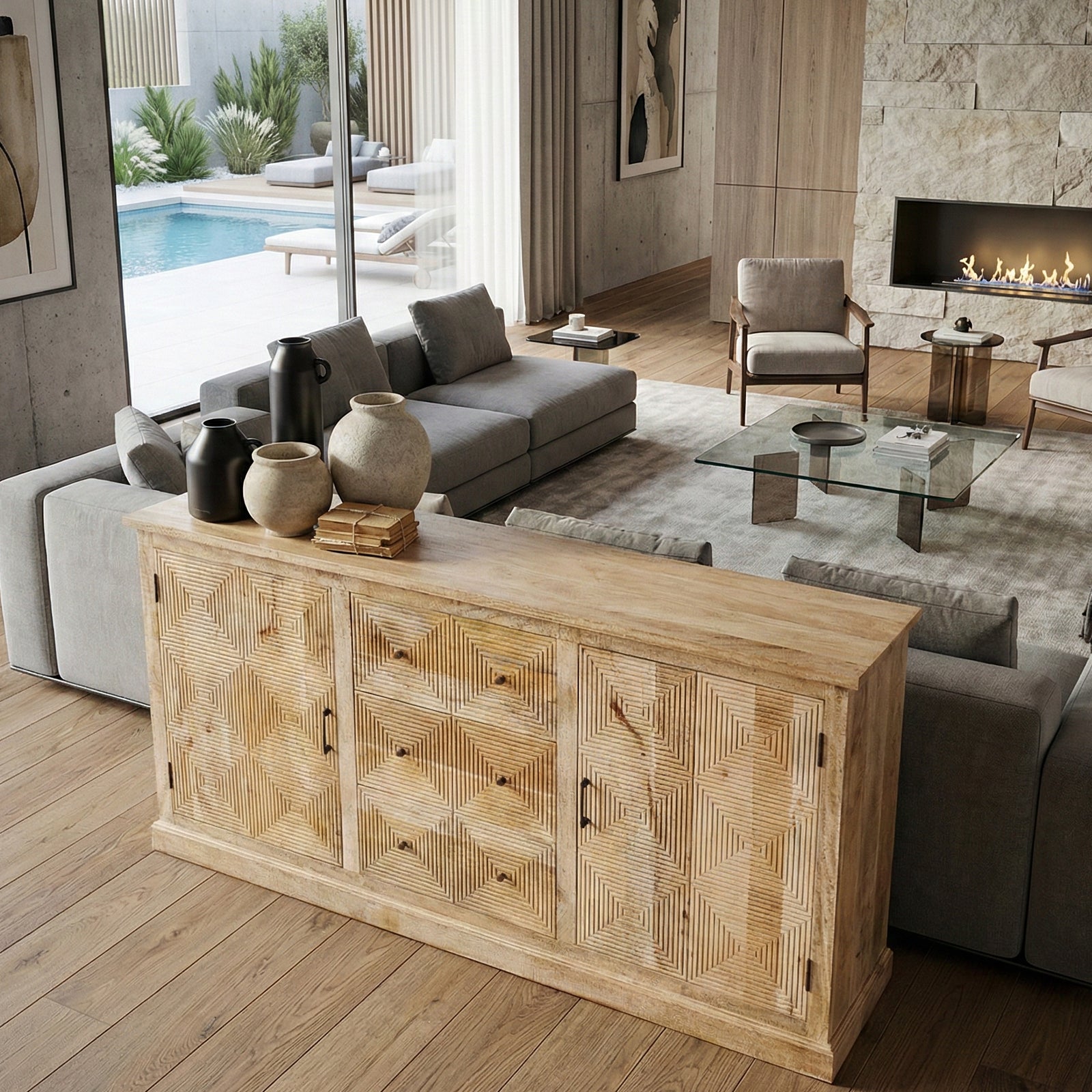 Credenza in legno massello Punta del Este 193 cm - OrchideaMilano1981