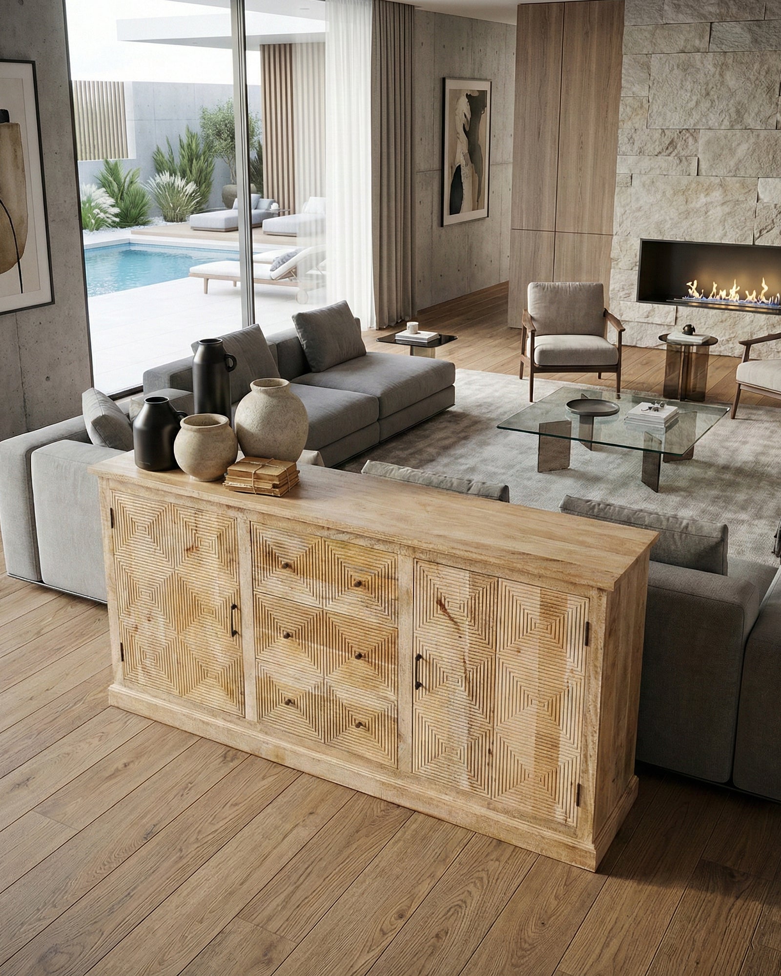 Credenza in legno massello Punta del Este 193 cm - OrchideaMilano1981