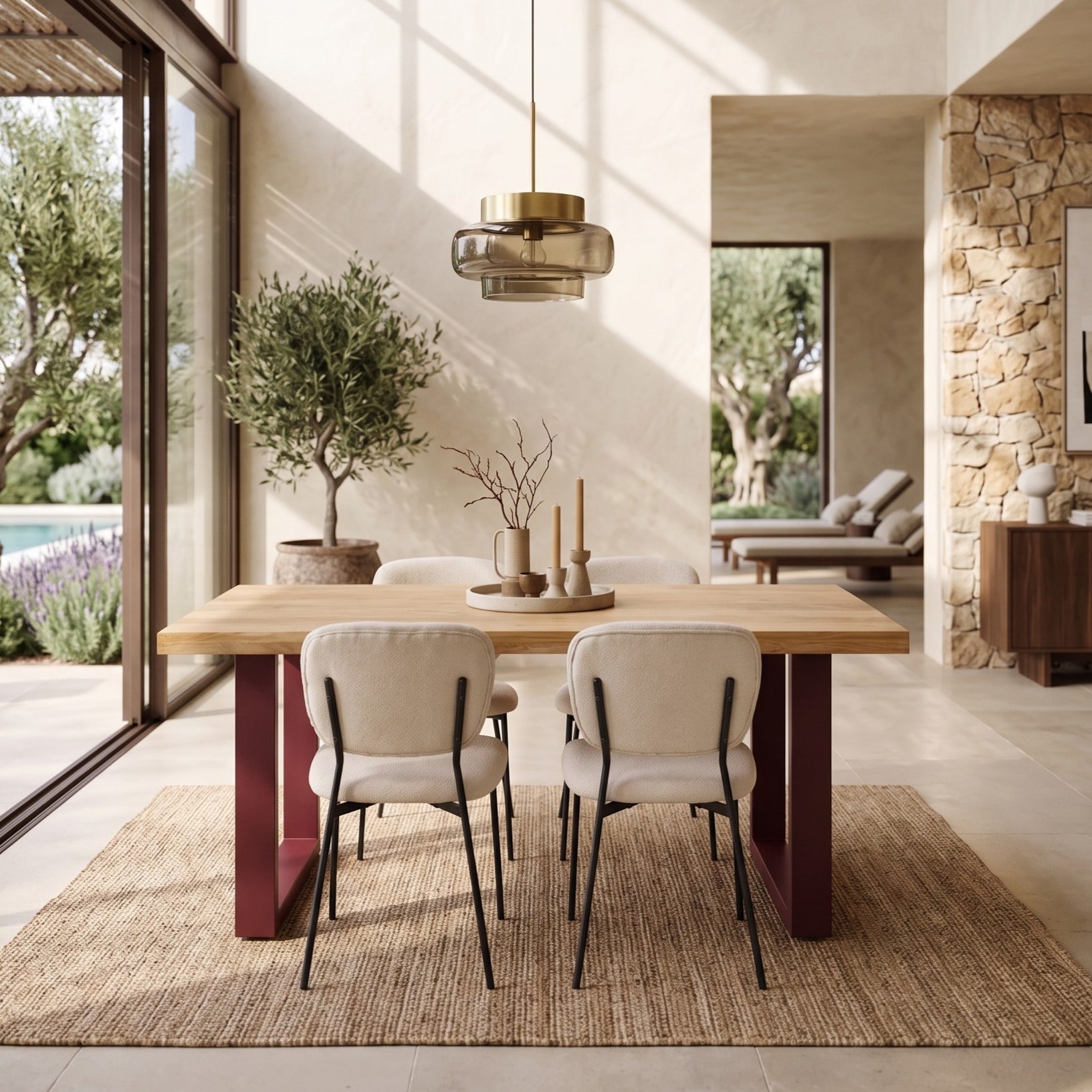 Tavolo in legno e ferro France Burgundy 180 cm - OrchideaMilano1981