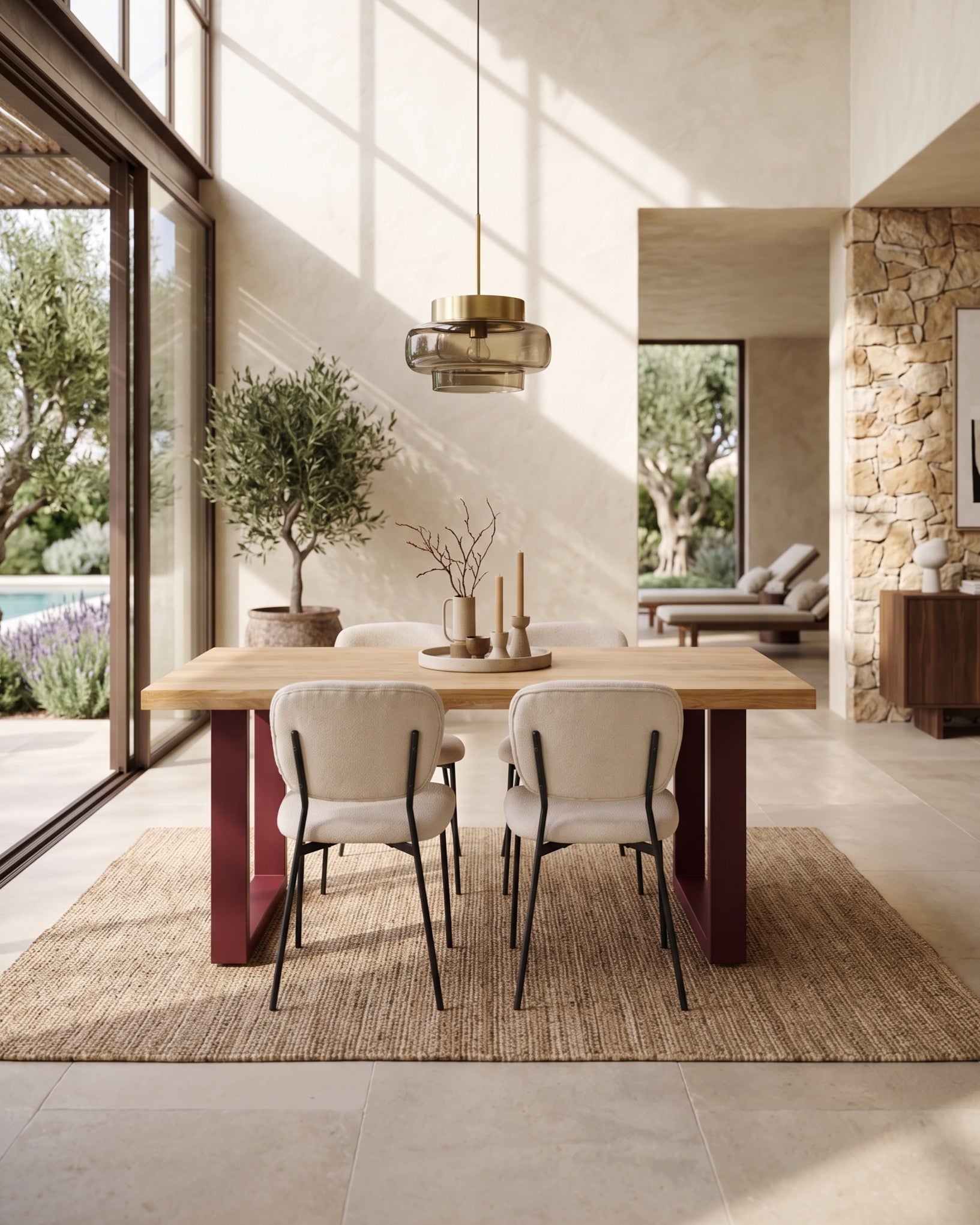 Tavolo in legno e ferro France Burgundy 180 cm - OrchideaMilano1981