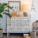 Credenza in legno di mango massello lavorato Gujarat 100 cm - OrchideaMilano1981