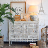 Credenza in legno di mango massello lavorato Gujarat 100 cm - OrchideaMilano1981