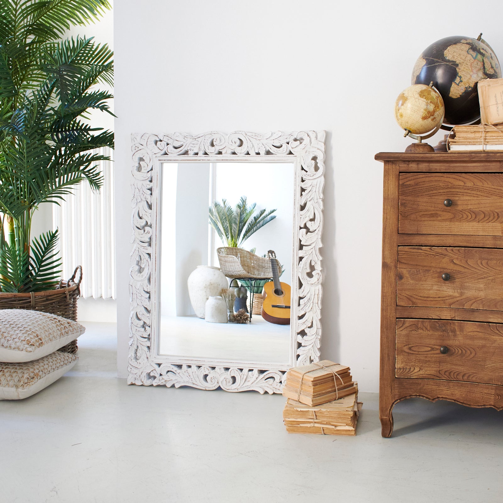 Specchiera da parete in legno Mykonos 80x103 cm - OrchideaMilano1981