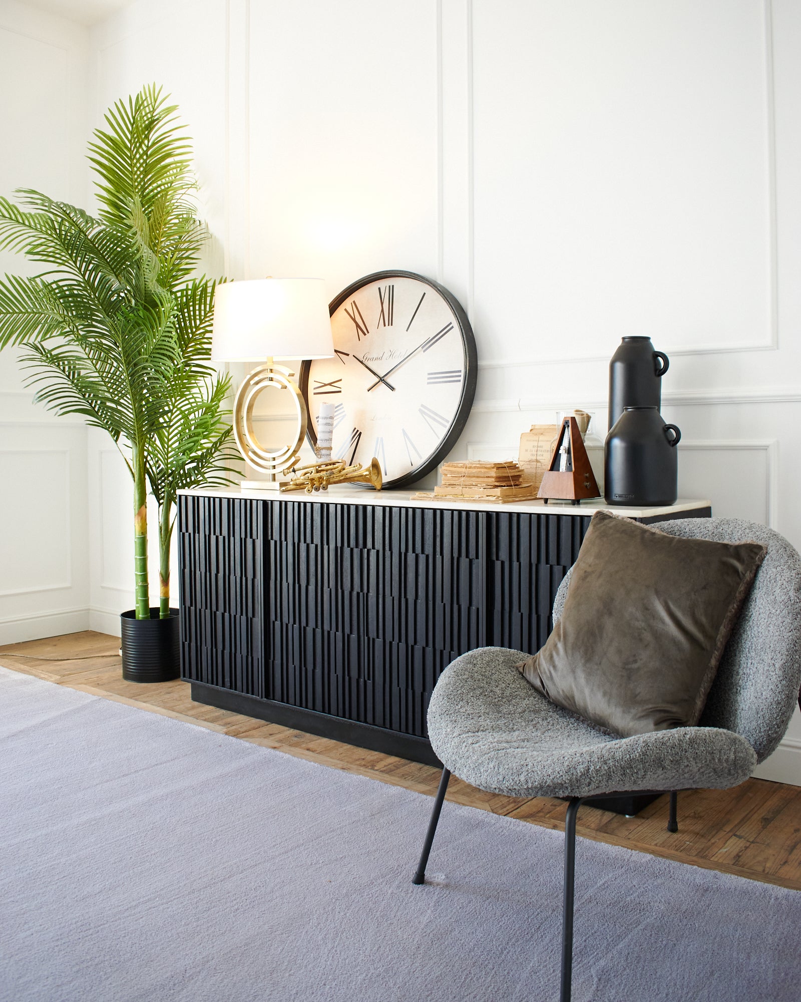 Credenza moderna in legno massello e marmo 5th Avenue 174 cm - OrchideaMilano1981