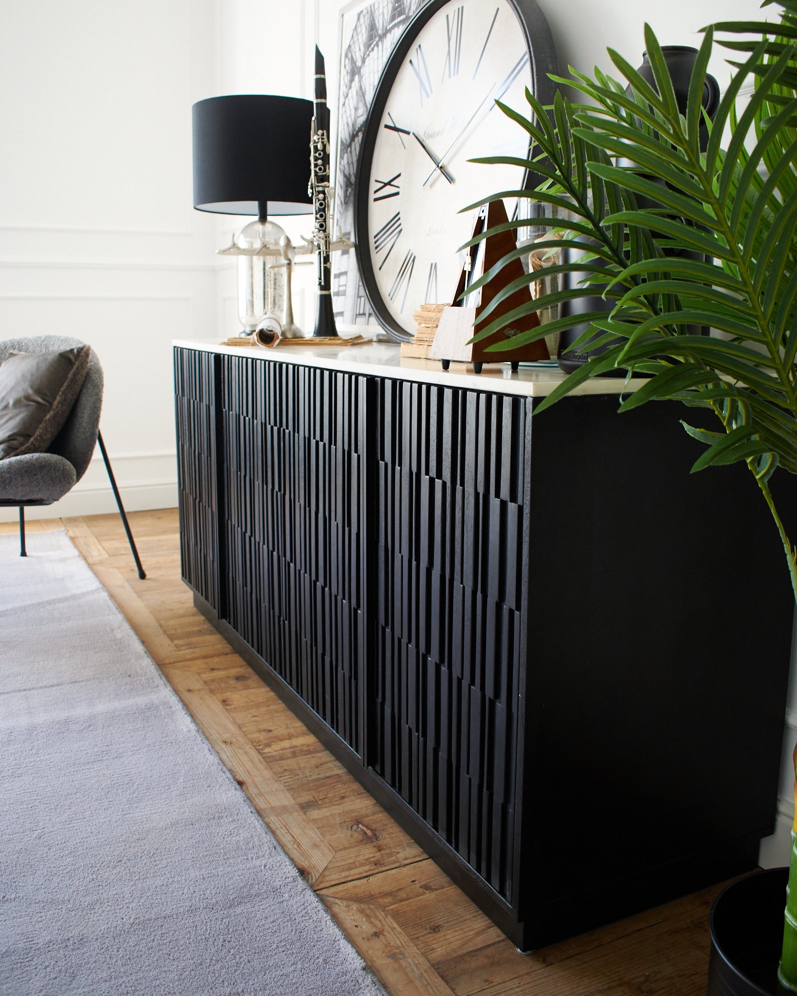 Credenza moderna in legno massello e marmo 5th Avenue 174 cm - OrchideaMilano1981