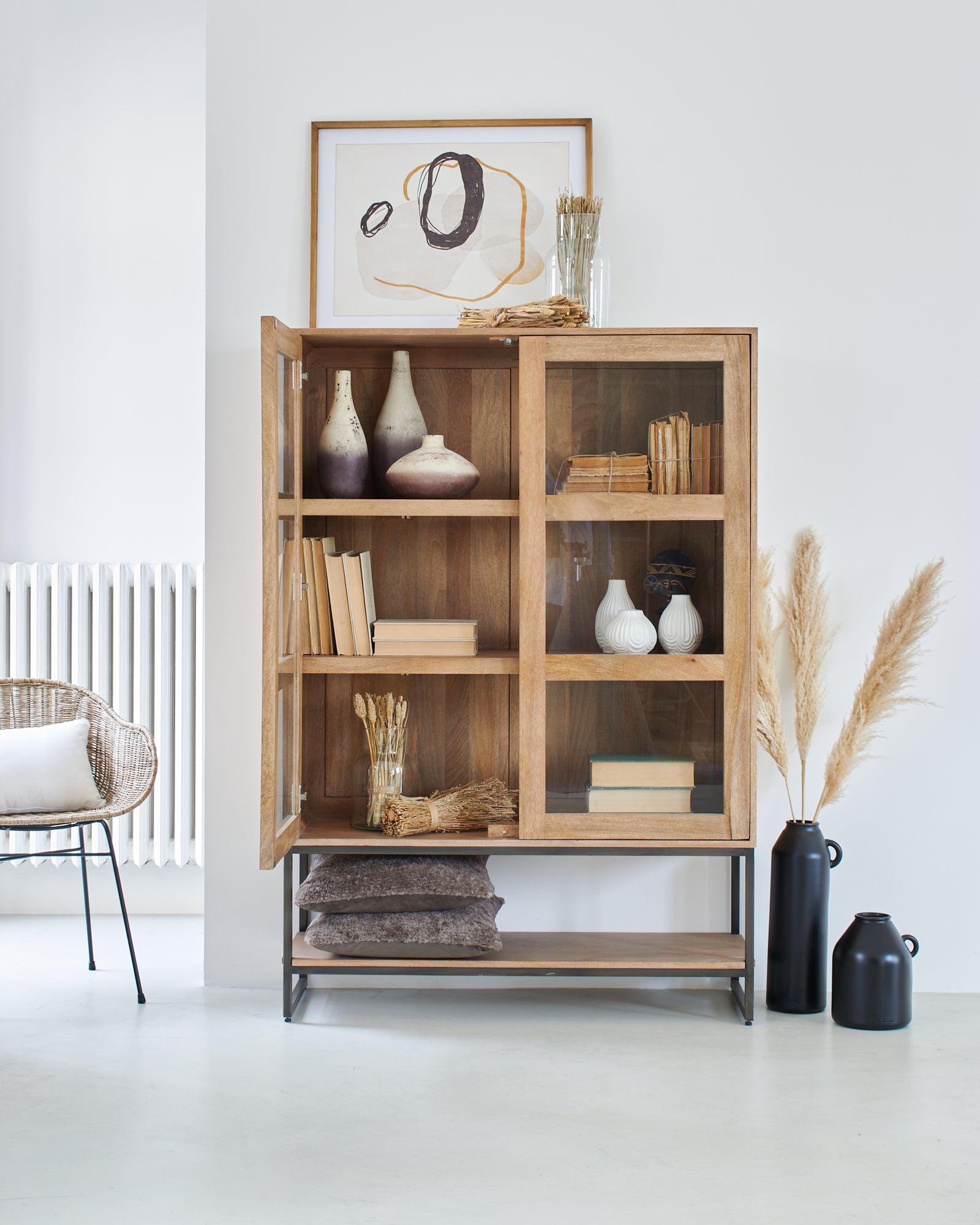 Credenza 2 ante a vetro in legno e ferro Skyline 110 cm - OrchideaMilano1981