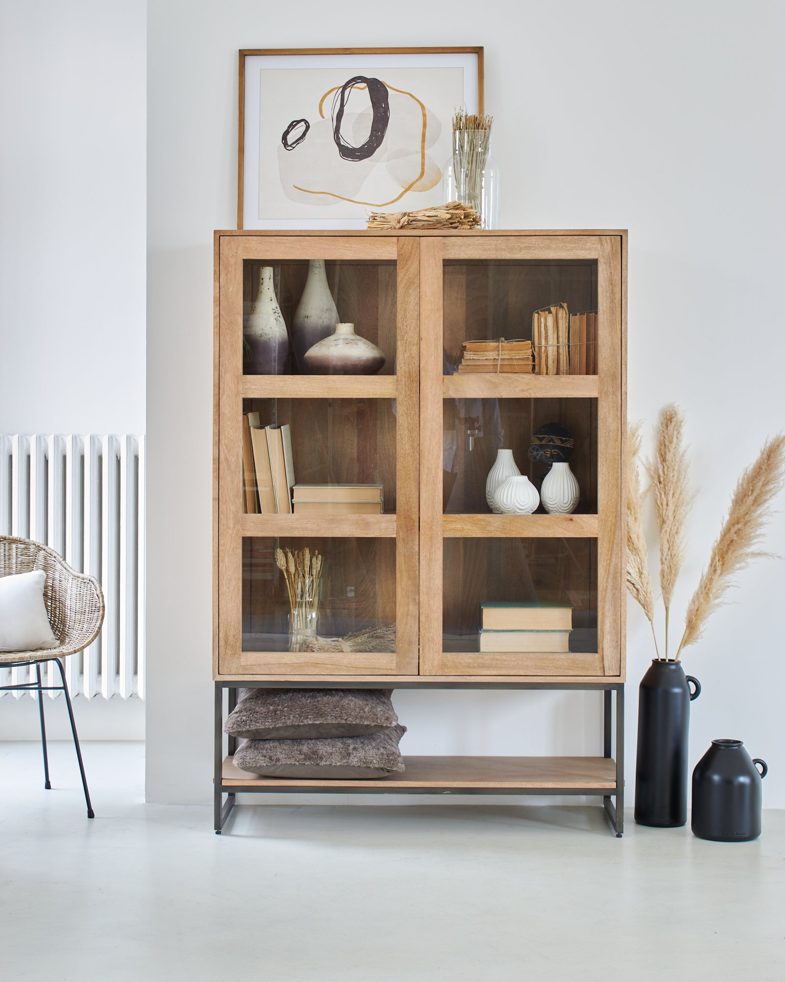 Credenza 2 ante a vetro in legno e ferro Skyline 110 cm - OrchideaMilano1981