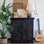 Credenza in legno massello intagliato Black Mood 97 cm - OrchideaMilano1981