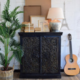 Credenza in legno massello intagliato Black Mood 97 cm - OrchideaMilano1981