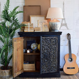 Credenza in legno massello intagliato Black Mood 97 cm - OrchideaMilano1981