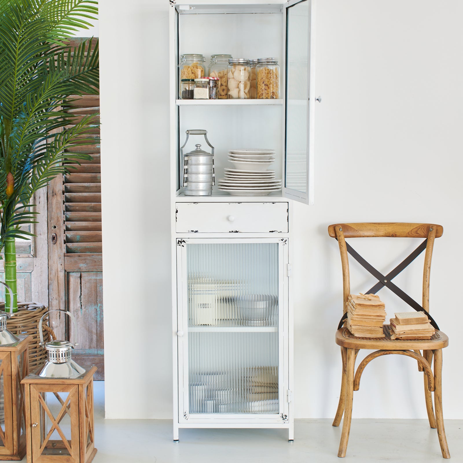 Vetrina in ferro e vetro Antique White 51 cm - OrchideaMilano1981