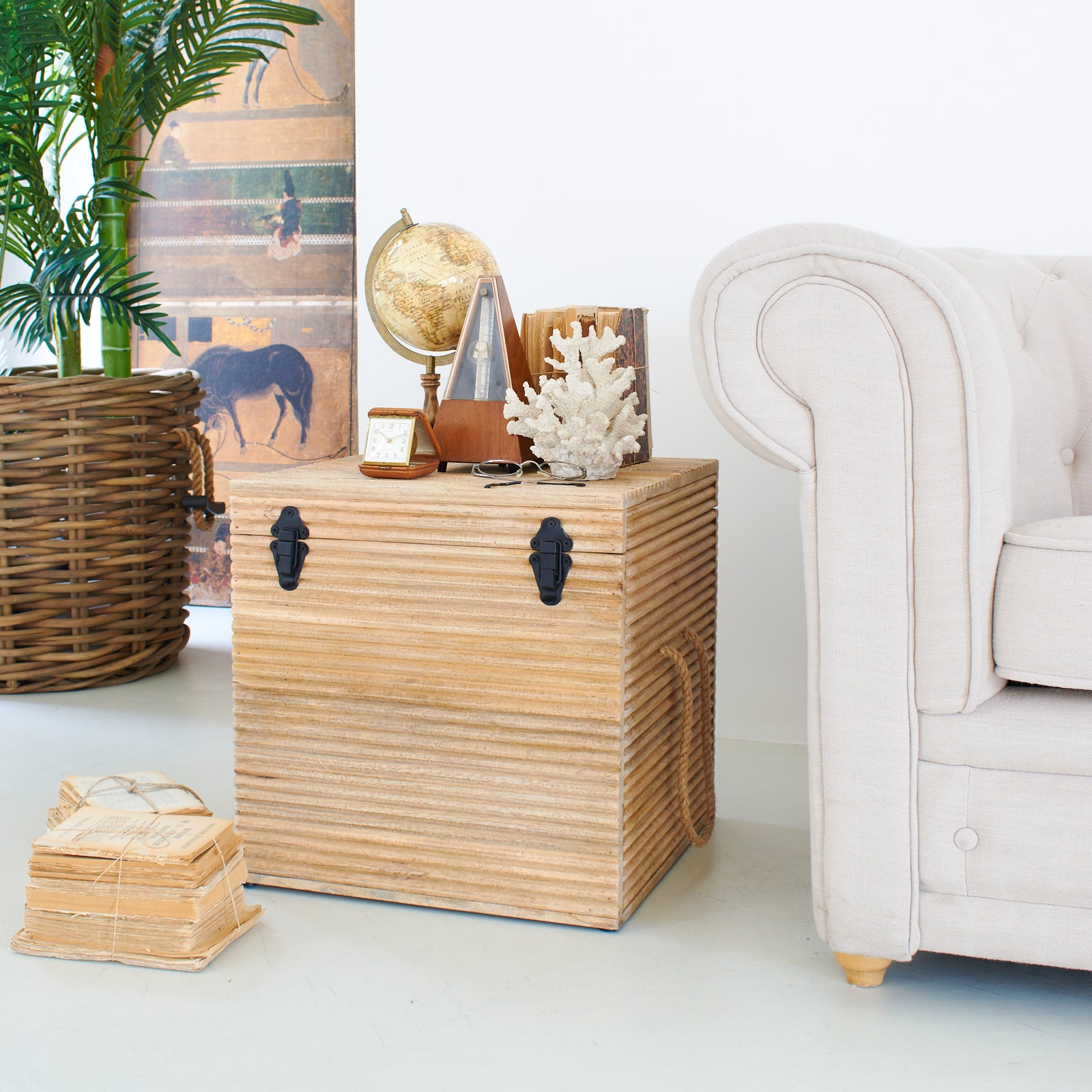 Baule a cubo in legno East Colonial 45 cm - OrchideaMilano1981