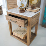 Comodino 1 cassetto in legno di rovere e marmo Carloforte 50 cm - OrchideaMilano1981
