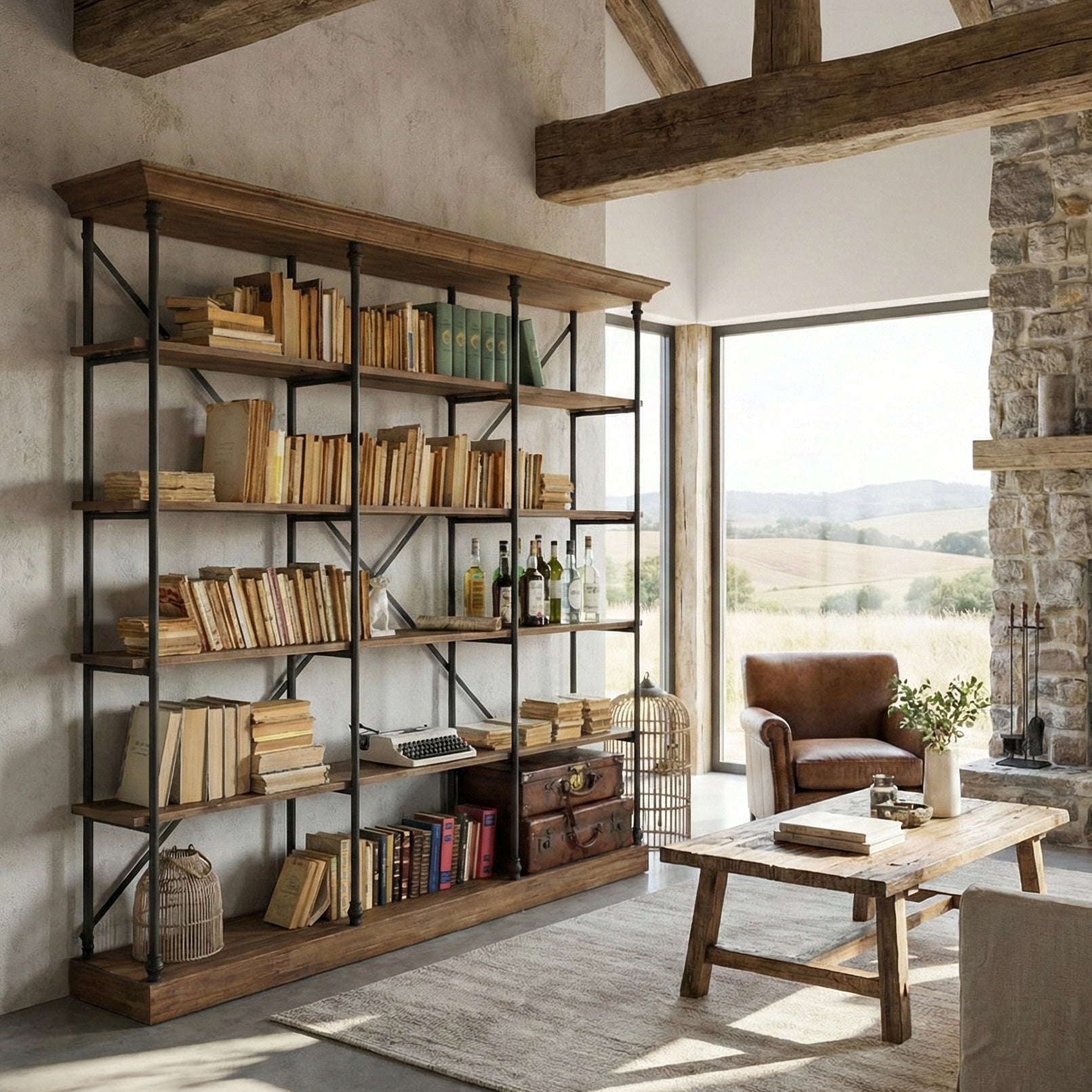 Libreria industriale in legno e ferro Boulangerie XL 213 cm - OrchideaMilano1981