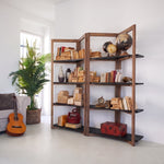 Libreria in legno di olmo di recupero Grange Black 200 cm - OrchideaMilano1981