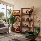 Libreria in legno di olmo di recupero Grange Black 200 cm - OrchideaMilano1981