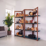 Libreria in legno di olmo di recupero Grange Teal 200 cm - OrchideaMilano1981