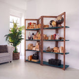 Libreria in legno di olmo di recupero Grange Teal 200 cm - OrchideaMilano1981