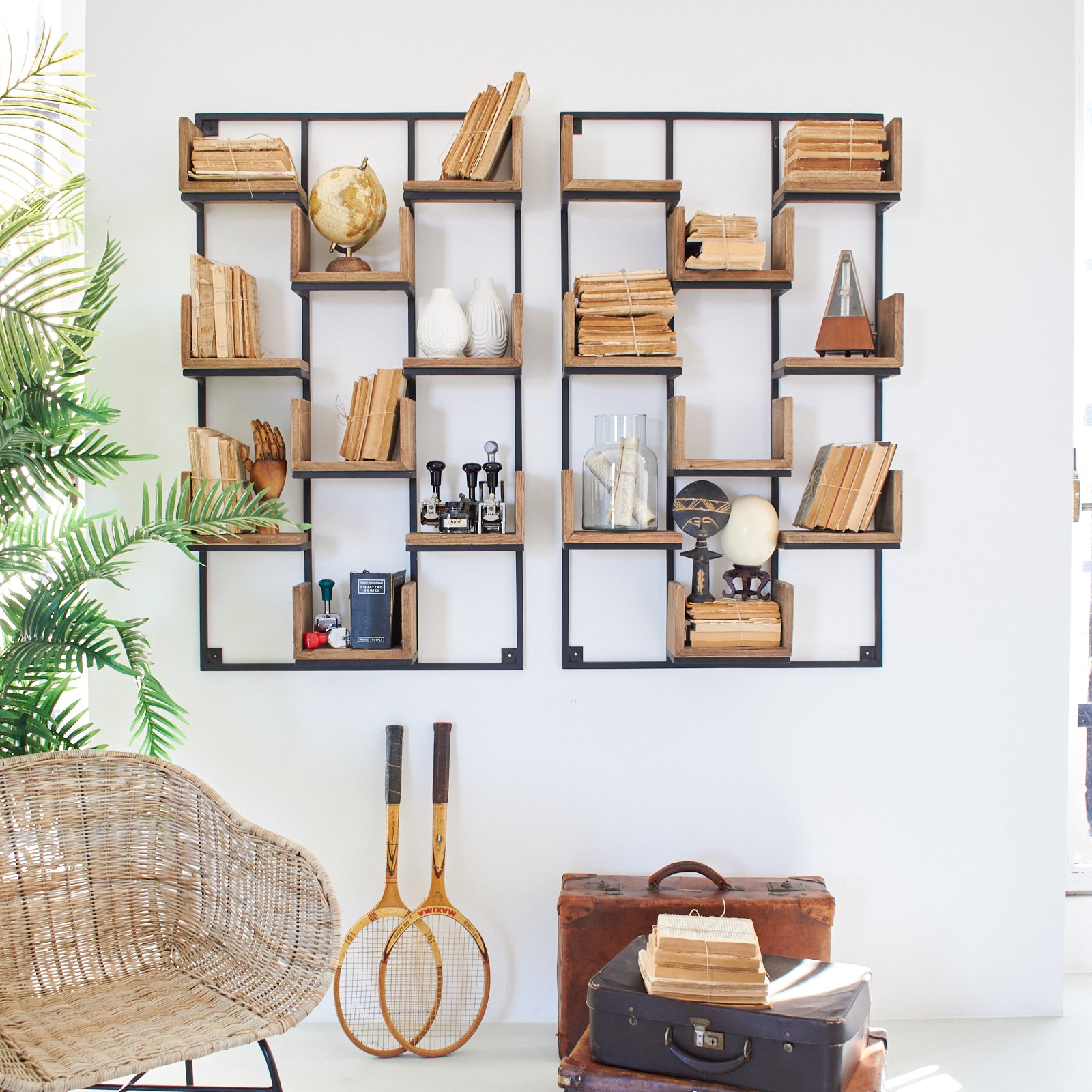 Libreria da parete in legno e ferro Segno 70 cm - OrchideaMilano1981