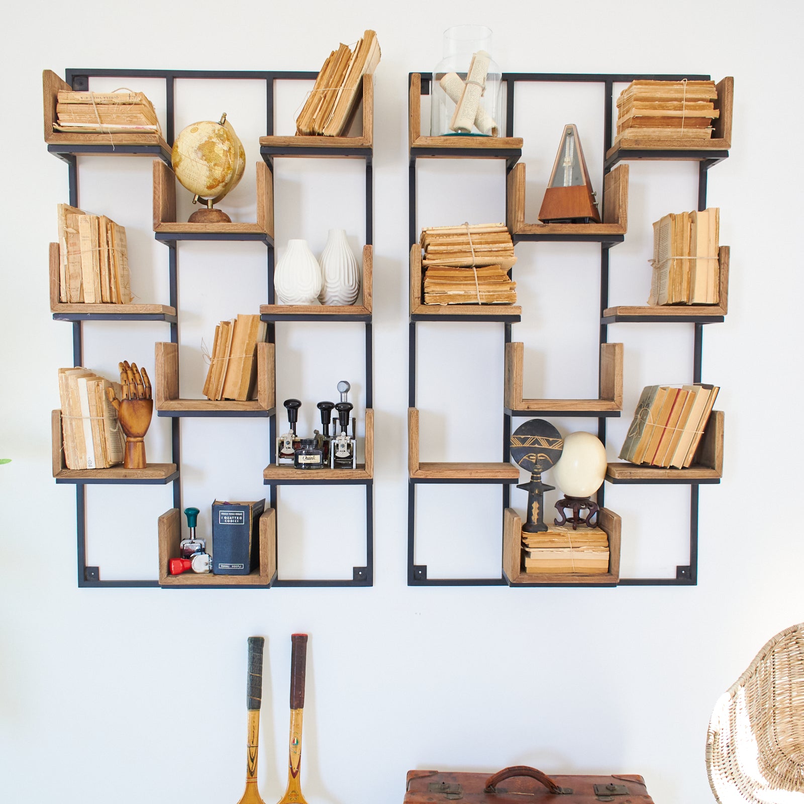 Libreria da parete in legno e ferro Segno 70 cm - OrchideaMilano1981