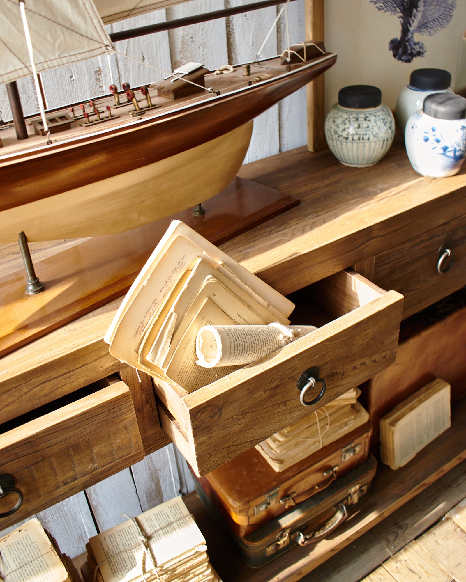 Consolle 4 cassetti in legno massello Grenier 160 cm - OrchideaMilano1981