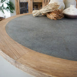 Tavolo rotondo in legno massello con top in zinco Elafonissos 140 cm - OrchideaMilano1981