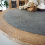 Tavolo rotondo in legno massello con top in zinco Elafonissos 140 cm - OrchideaMilano1981