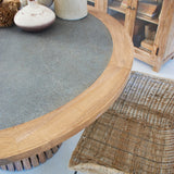 Tavolo rotondo in legno massello con top in zinco Elafonissos 140 cm - OrchideaMilano1981