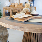 Tavolo rotondo in legno massello con top in zinco Elafonissos 140 cm - OrchideaMilano1981