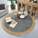 Tavolo rotondo in legno massello con top in zinco Elafonissos 140 cm - OrchideaMilano1981