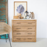 Cassettiera in legno di rovere e marmo Carloforte 90 cm - OrchideaMilano1981