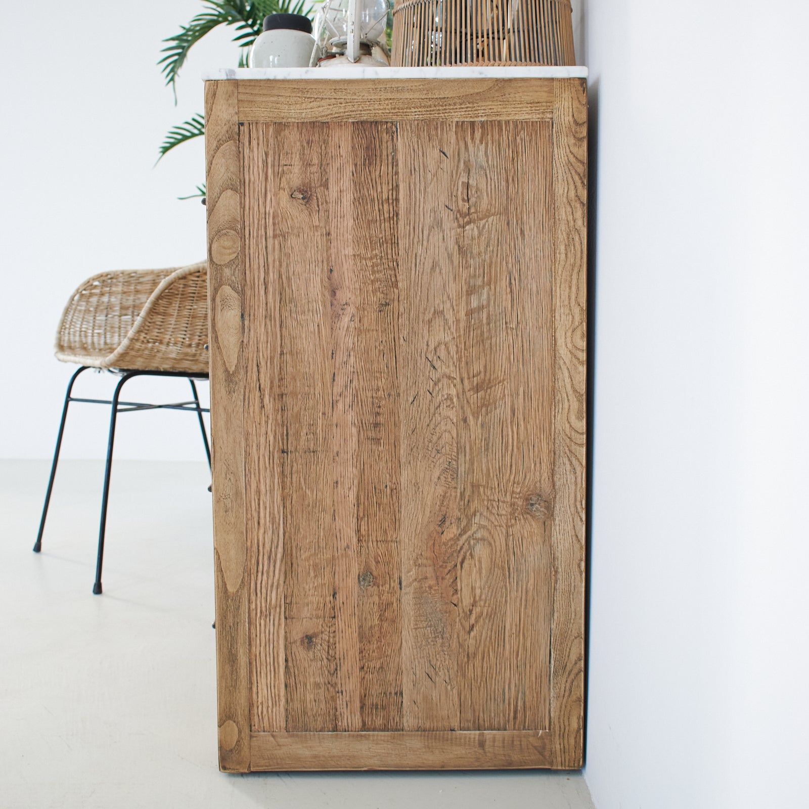 Cassettiera in legno di rovere e marmo Carloforte 90 cm - OrchideaMilano1981