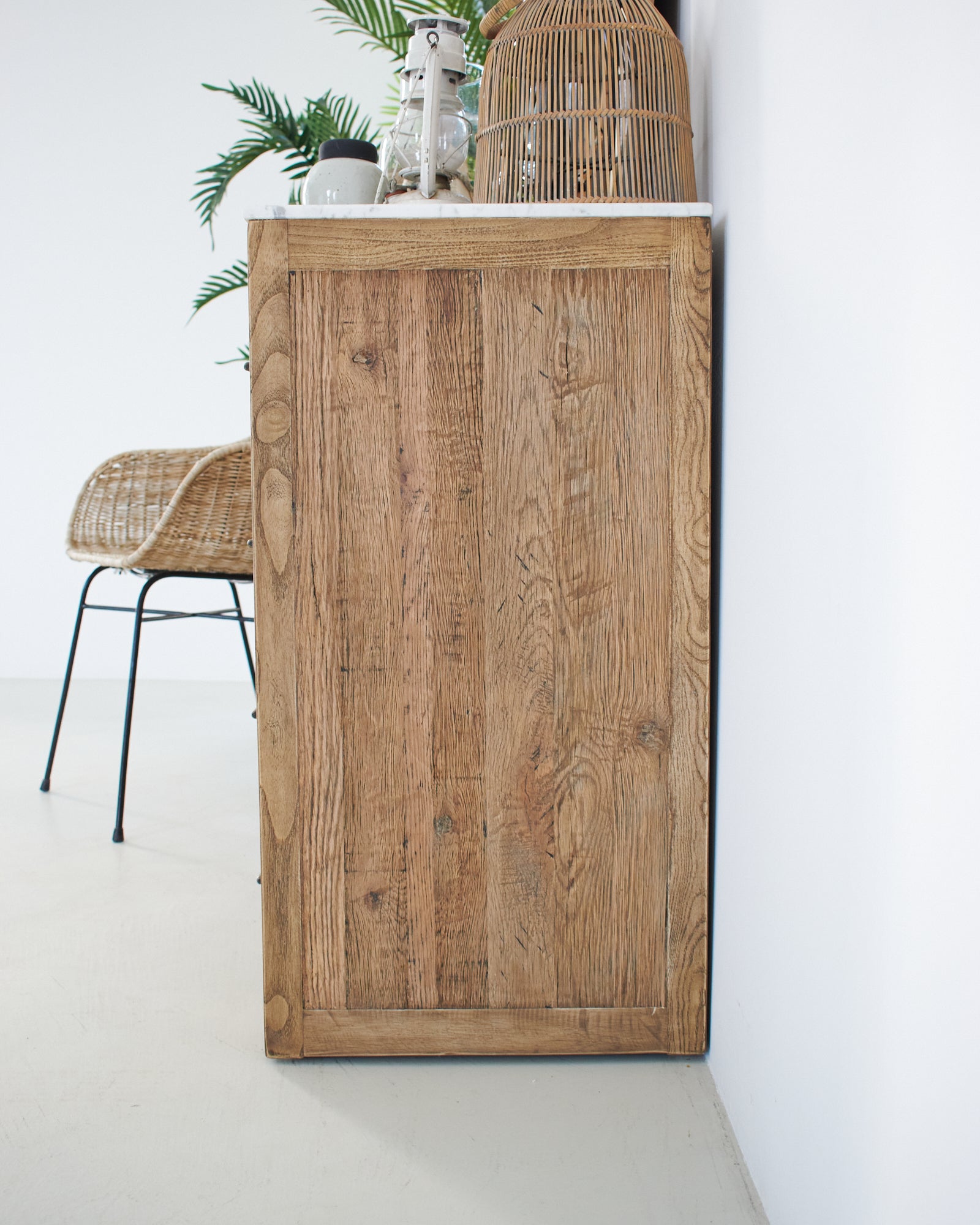 Cassettiera in legno di rovere e marmo Carloforte 90 cm - OrchideaMilano1981