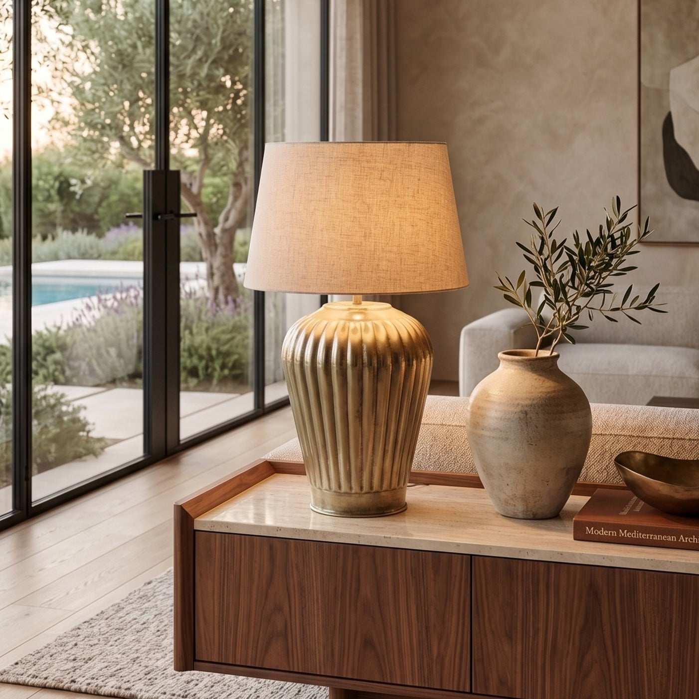 Lampada da tavolo in alluminio lavorato Madras - OrchideaMilano1981