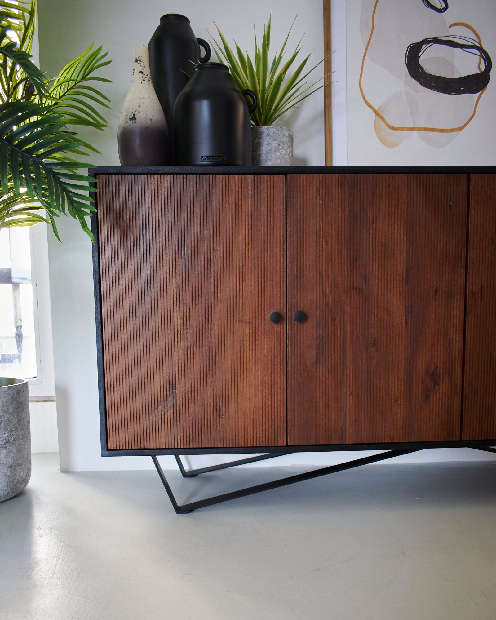 Credenza in legno massello e ferro Impronte 170 cm - OrchideaMilano1981