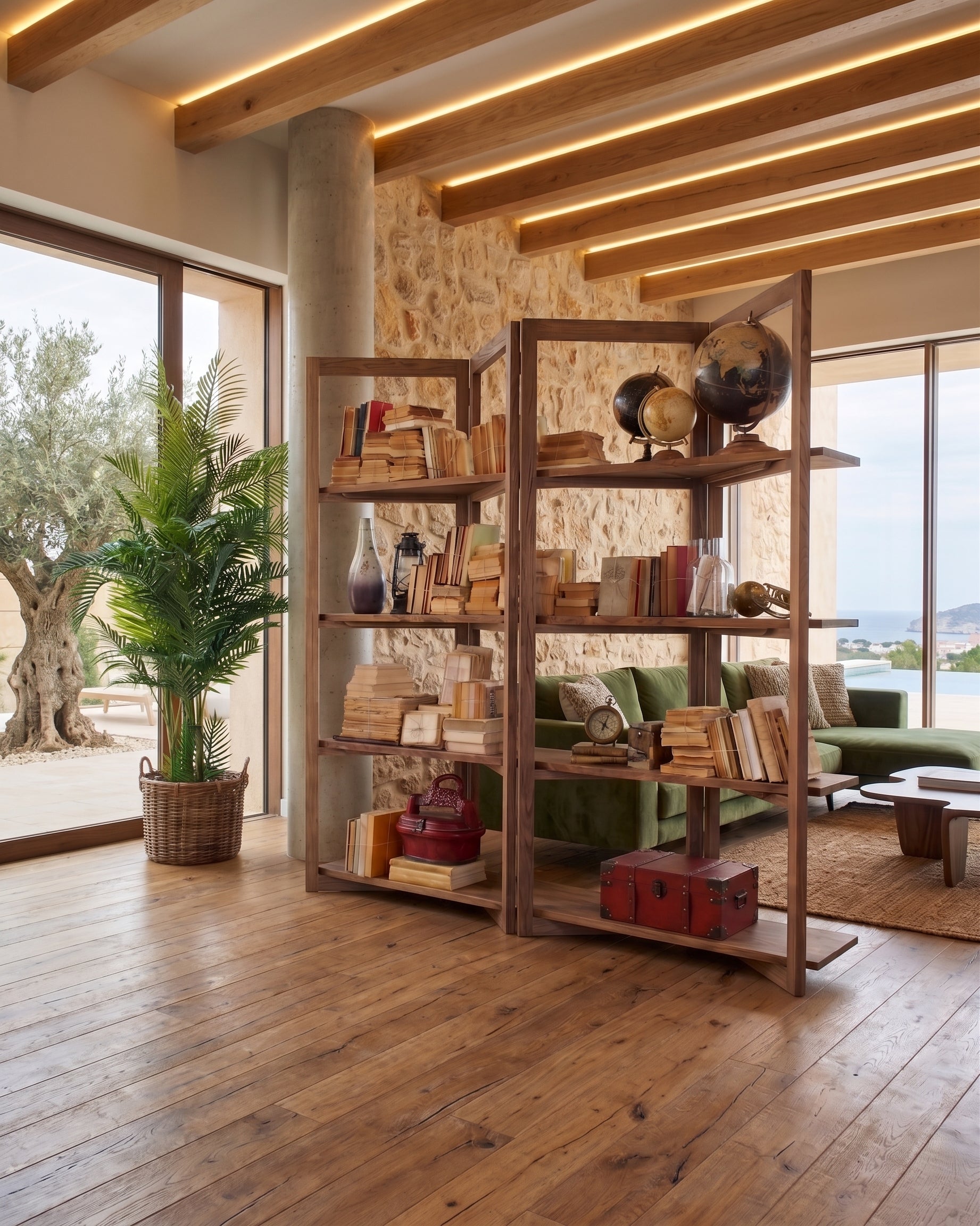 Libreria in legno di olmo di recupero Grange 200 cm - OrchideaMilano1981