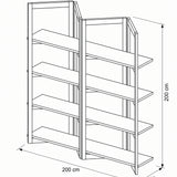 Libreria in legno di olmo di recupero Grange Black 200 cm