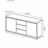 Credenza in legno massello di rovere White Oak 170 cm