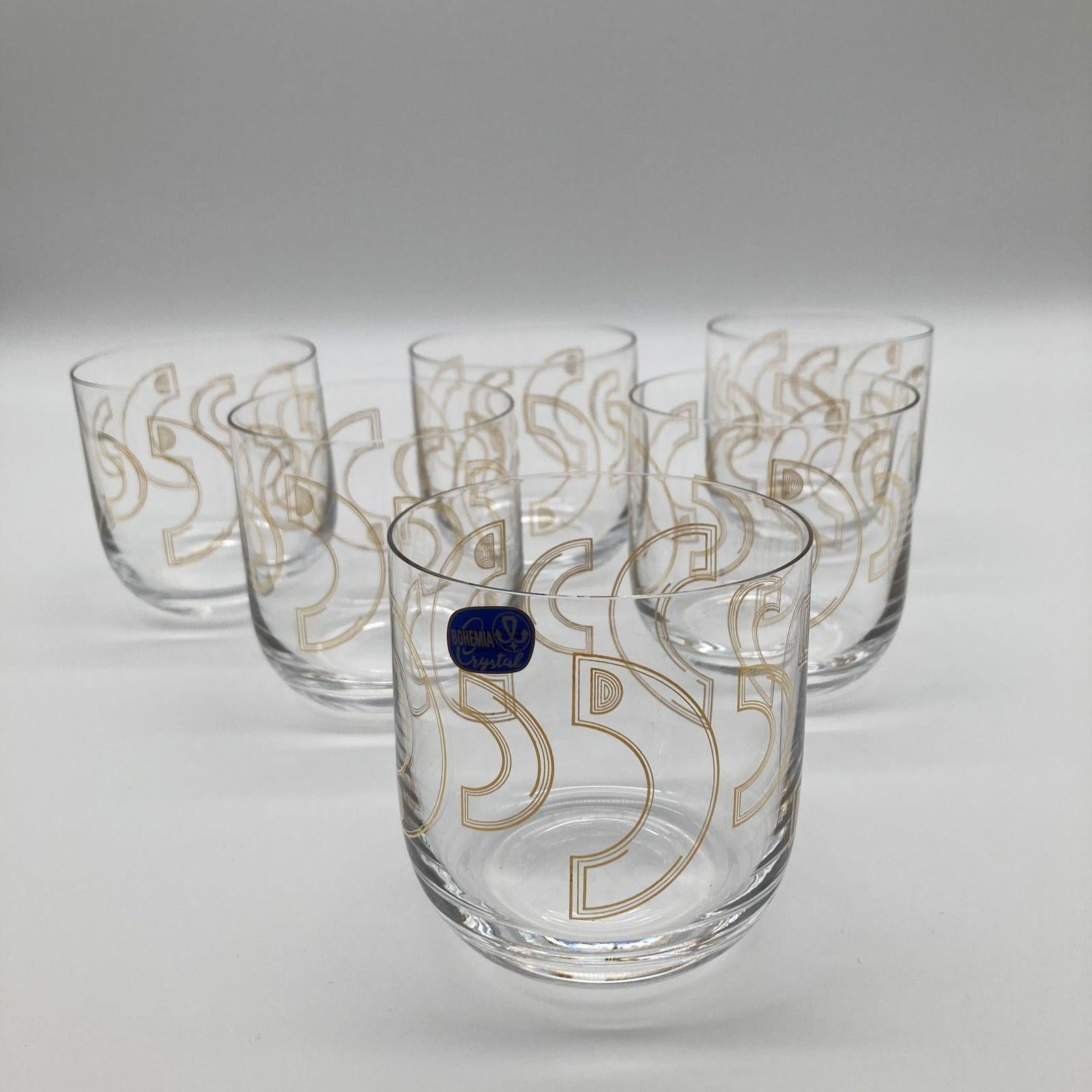 Bicchieri da acqua in vetro cristallino Art Deco set da 12 - OrchideaMilano1981