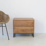 Comodino 2 cassetti in legno e ferro Skyline 60 cm - OrchideaMilano1981