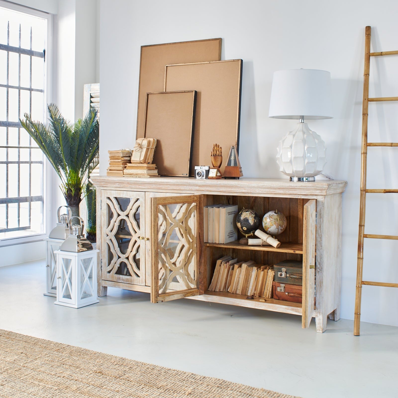 Credenza in legno e vetro Jaisalmer 180 cm - OrchideaMilano1981