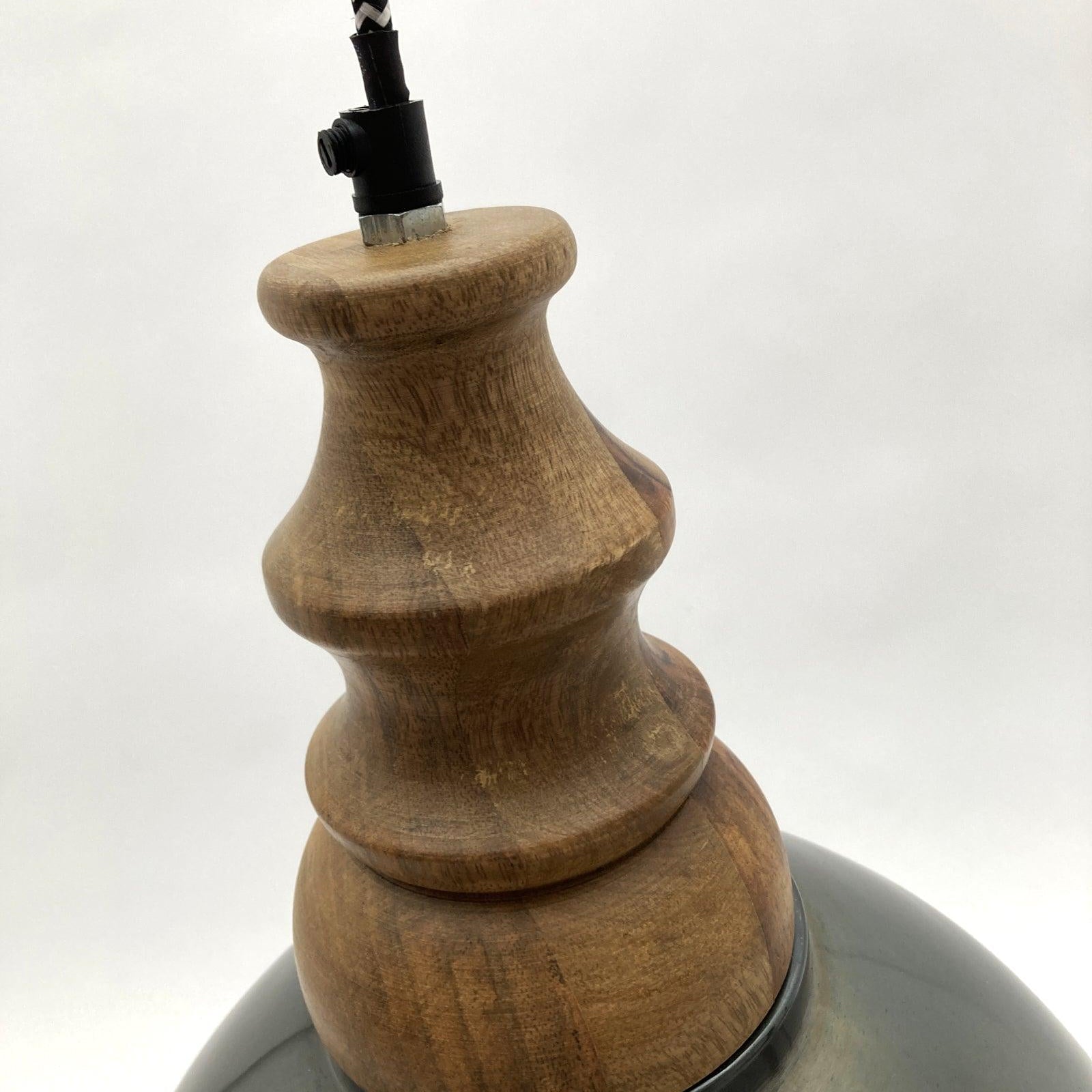 Lampadario stile industriale in metallo e legno Berlino - OrchideaMilano1981