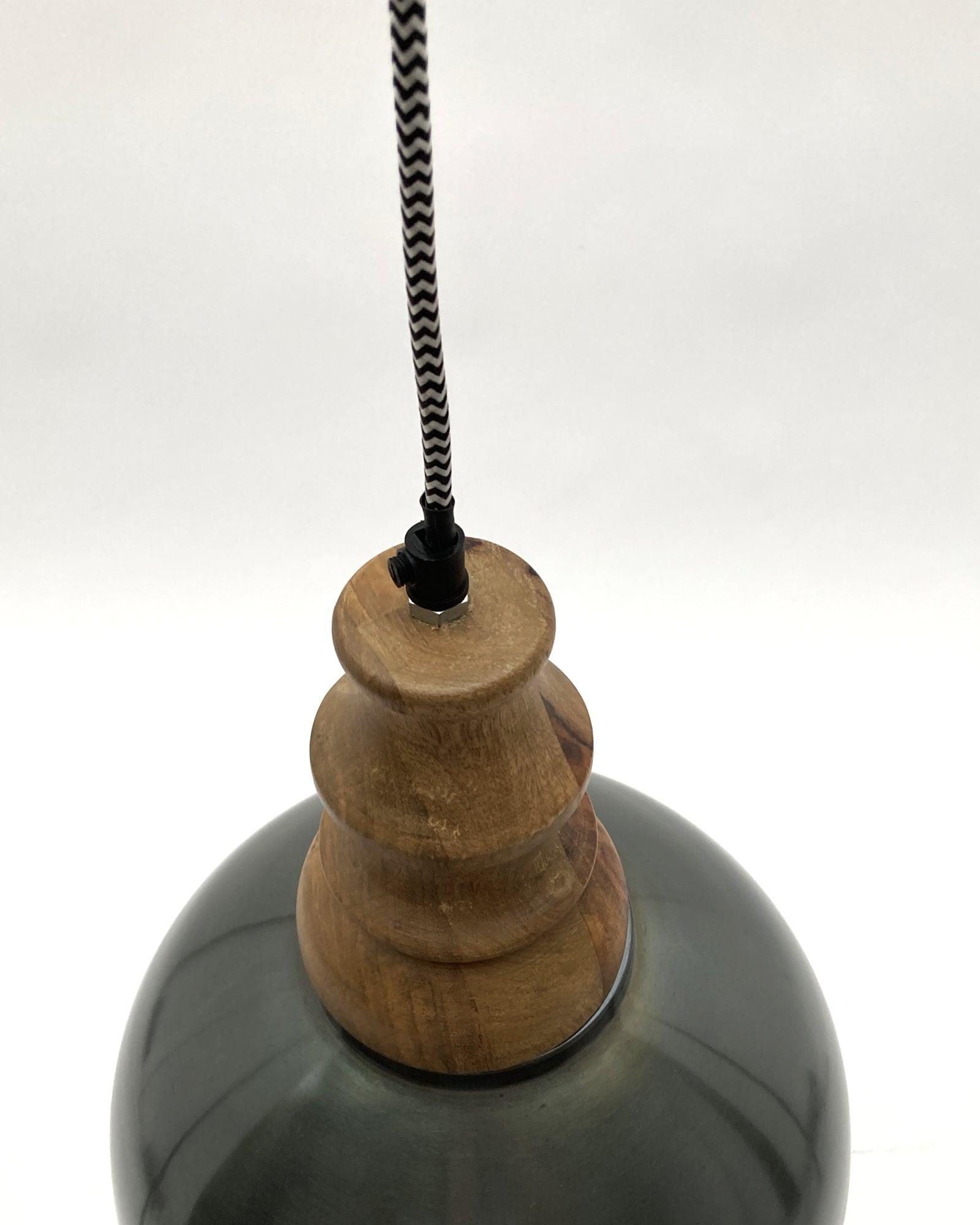 Lampadario stile industriale in metallo e legno Berlino - OrchideaMilano1981